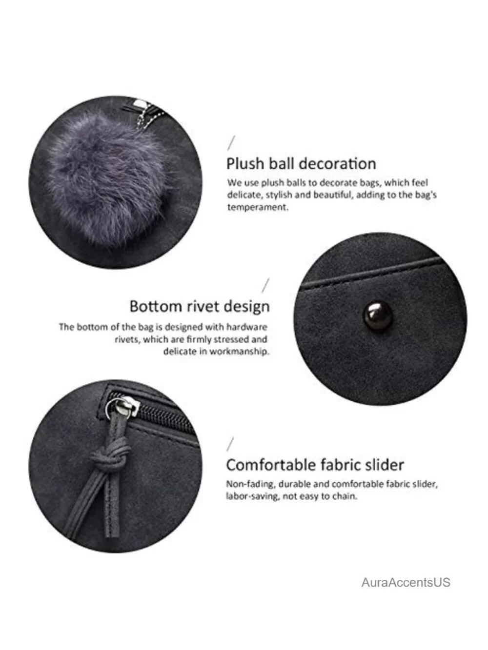 Studded Punk Faux Leather Hobo Tote Bag Women's 3-Way Top Handle Crossbody